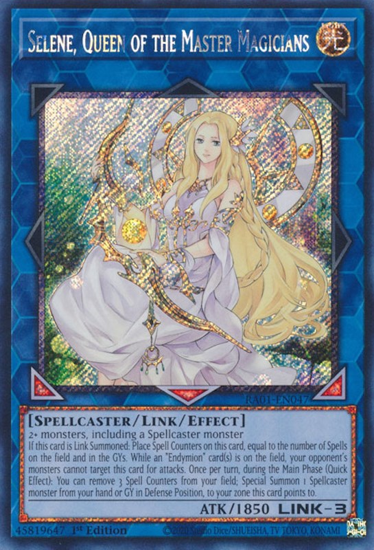 Selene, Queen of the Master Magicians [RA01-EN047] Platinum Secret Rare | Deep Dive Games St. Marys