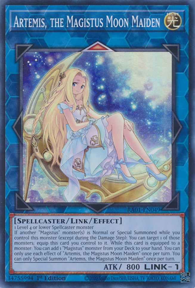 Artemis, the Magistus Moon Maiden [RA01-EN049] Super Rare | Deep Dive Games St. Marys