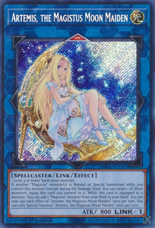 Artemis, the Magistus Moon Maiden [RA01-EN049] Secret Rare | Deep Dive Games St. Marys