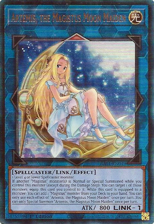 Artemis, the Magistus Moon Maiden [RA01-EN049] Prismatic Ultimate Rare | Deep Dive Games St. Marys