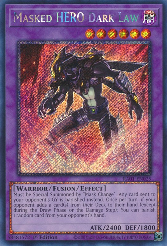 Masked HERO Dark Law [RA01-EN025] Platinum Secret Rare | Deep Dive Games St. Marys