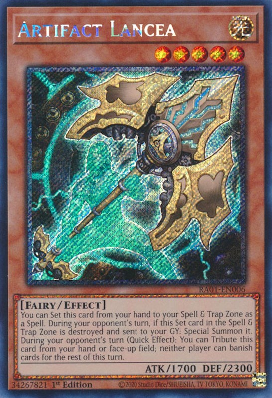 Artifact Lancea [RA01-EN006] Platinum Secret Rare | Deep Dive Games St. Marys