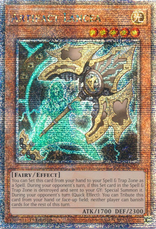 Artifact Lancea [RA01-EN006] Quarter Century Secret Rare | Deep Dive Games St. Marys