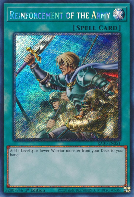 Reinforcement of the Army [RA01-EN051] Platinum Secret Rare | Deep Dive Games St. Marys