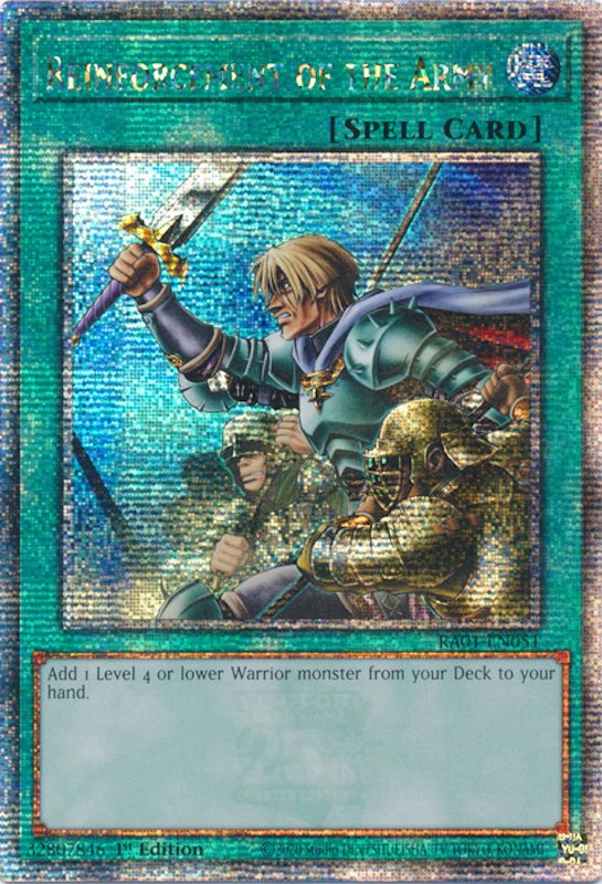 Reinforcement of the Army [RA01-EN051] Quarter Century Secret Rare | Deep Dive Games St. Marys