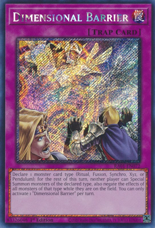 Dimensional Barrier [RA01-EN072] Platinum Secret Rare | Deep Dive Games St. Marys