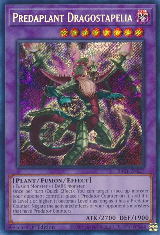 Predaplant Dragostapelia [RA01-EN027] Secret Rare | Deep Dive Games St. Marys