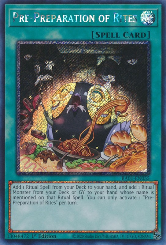 Pre-Preparation of Rites [RA01-EN055] Platinum Secret Rare | Deep Dive Games St. Marys