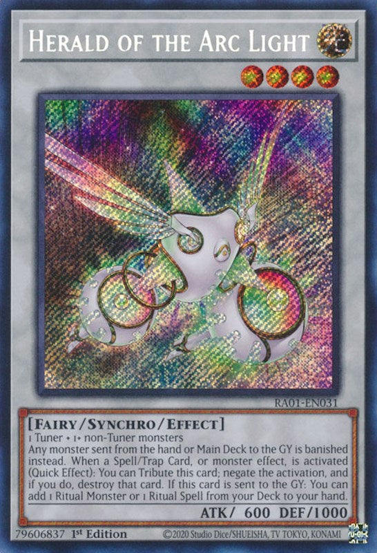 Herald of the Arc Light [RA01-EN031] Secret Rare | Deep Dive Games St. Marys