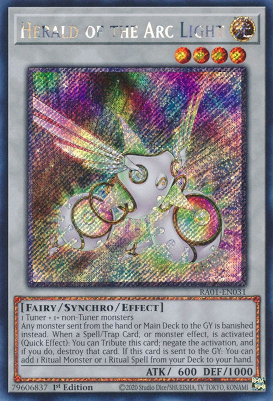 Herald of the Arc Light [RA01-EN031] Platinum Secret Rare | Deep Dive Games St. Marys