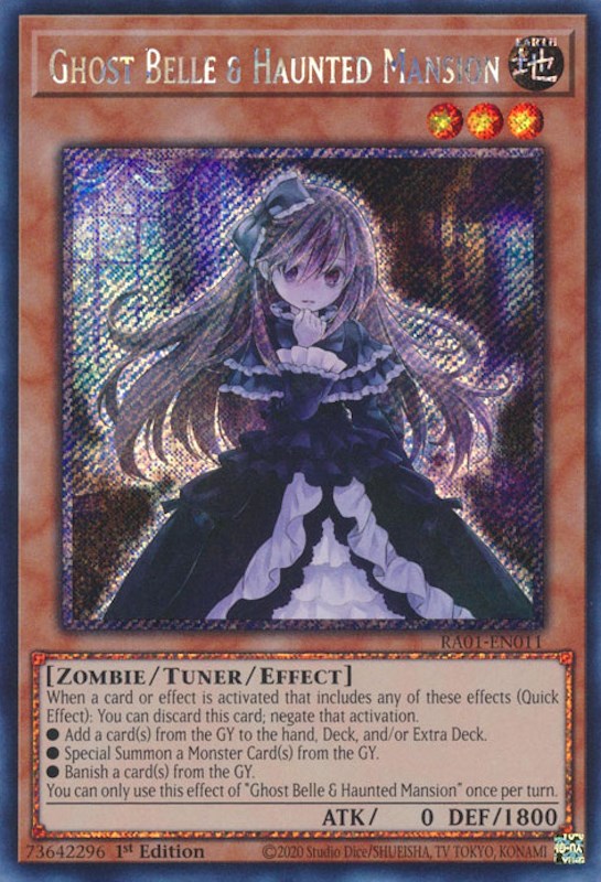 Ghost Belle & Haunted Mansion [RA01-EN011] Platinum Secret Rare | Deep Dive Games St. Marys