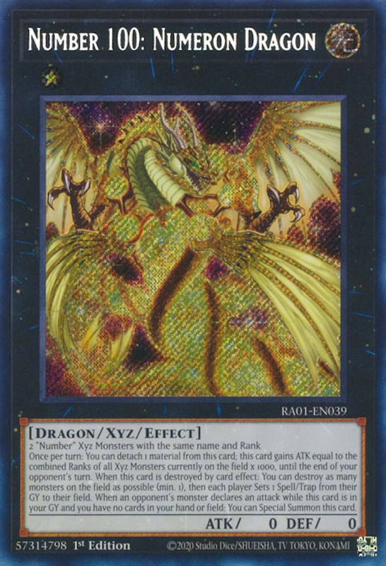 Number 100: Numeron Dragon [RA01-EN039] Secret Rare | Deep Dive Games St. Marys