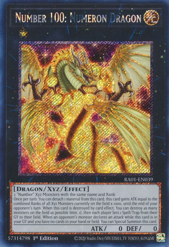 Number 100: Numeron Dragon [RA01-EN039] Platinum Secret Rare | Deep Dive Games St. Marys