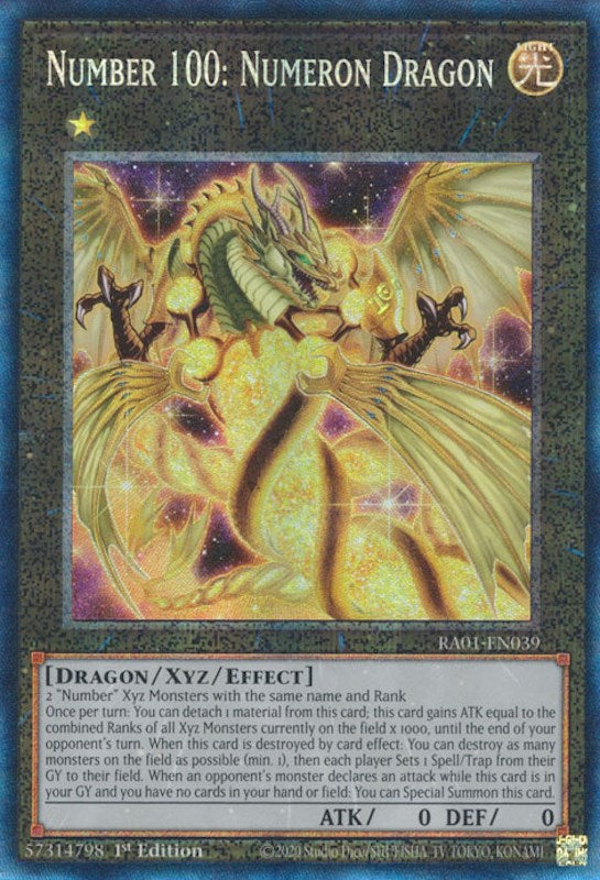 Number 100: Numeron Dragon [RA01-EN039] Prismatic Collector's Rare | Deep Dive Games St. Marys