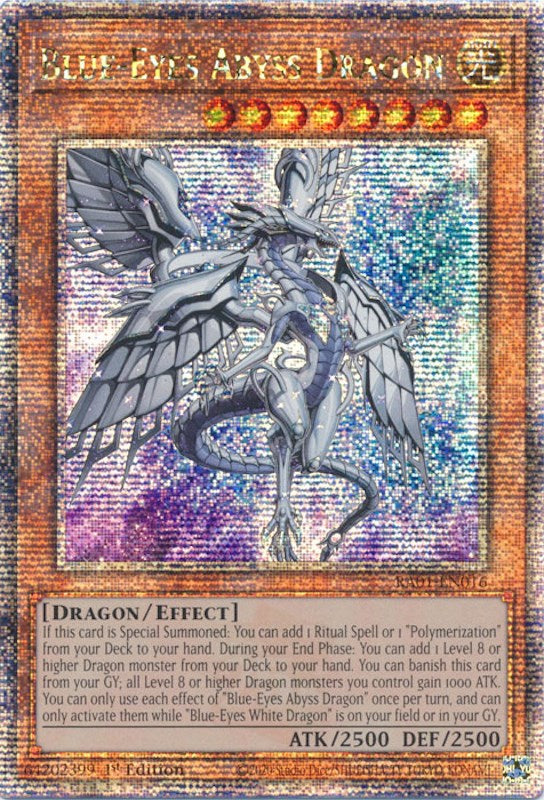 Blue-Eyes Abyss Dragon [RA01-EN016] Quarter Century Secret Rare | Deep Dive Games St. Marys