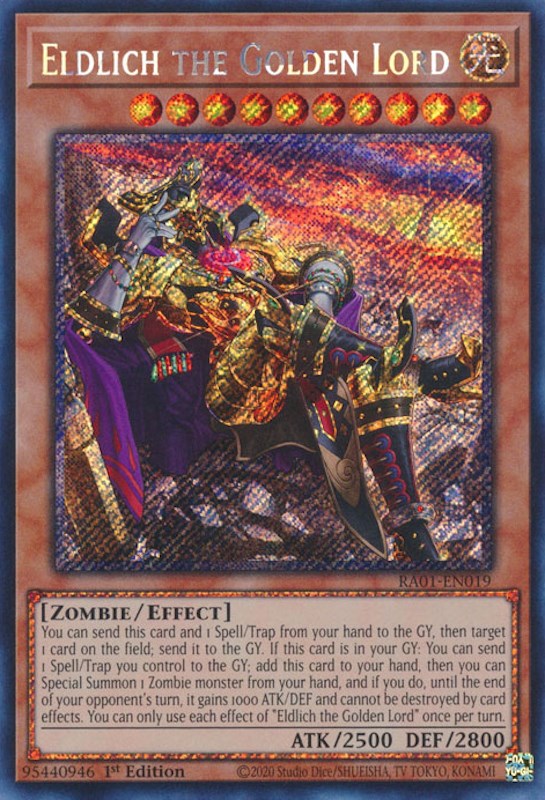 Eldlich the Golden Lord (Alternate Art) [RA01-EN019] Platinum Secret Rare | Deep Dive Games St. Marys