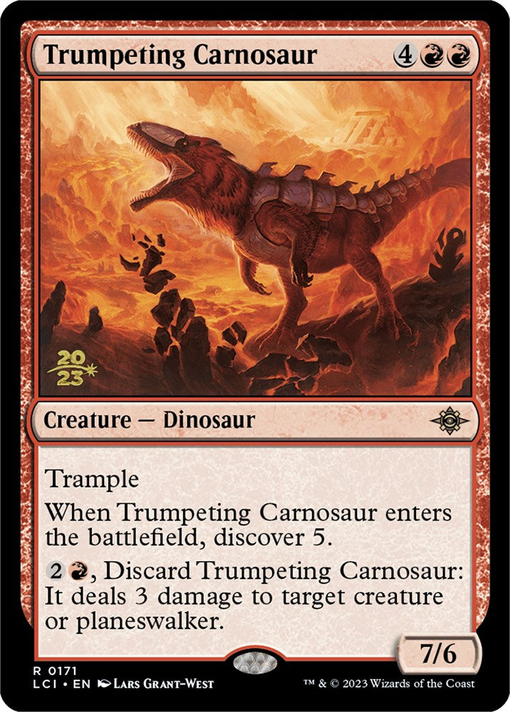 Trumpeting Carnosaur [The Lost Caverns of Ixalan Prerelease Cards] | Deep Dive Games St. Marys