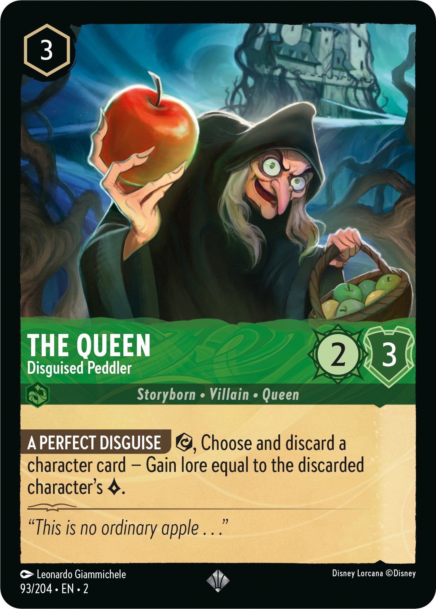 The Queen - Disguised Peddler (93/204) [Rise of the Floodborn] | Deep Dive Games St. Marys