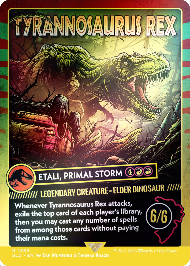 Tyrannosaurus Rex - Etali, Primal Storm (Rainbow Foil) [Secret Lair Drop Series] | Deep Dive Games St. Marys