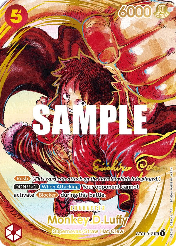 Monkey.D.Luffy (Alternate Art) (Gold-Stamped Signature) [Starter Deck: Straw Hat Crew] | Deep Dive Games St. Marys