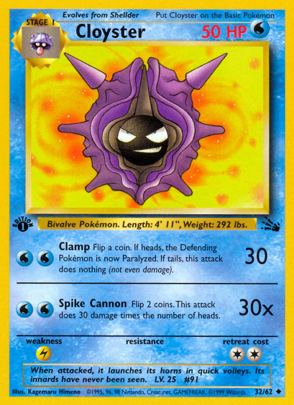 Cloyster (32/62) [Fossil 1st Edition] | Deep Dive Games St. Marys