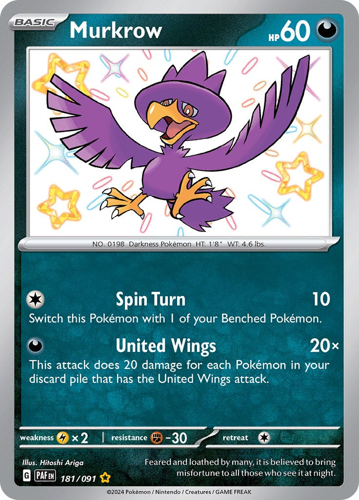 Murkrow (181/091) [Scarlet & Violet: Paldean Fates] | Deep Dive Games St. Marys