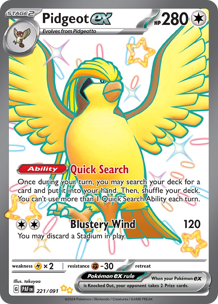 Pidgeot ex (221/091) [Scarlet & Violet: Paldean Fates] | Deep Dive Games St. Marys