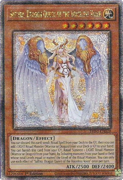 Saffira, Dragon Queen of the Voiceless Voice [PHNI-EN020] Quarter Century Secret Rare | Deep Dive Games St. Marys