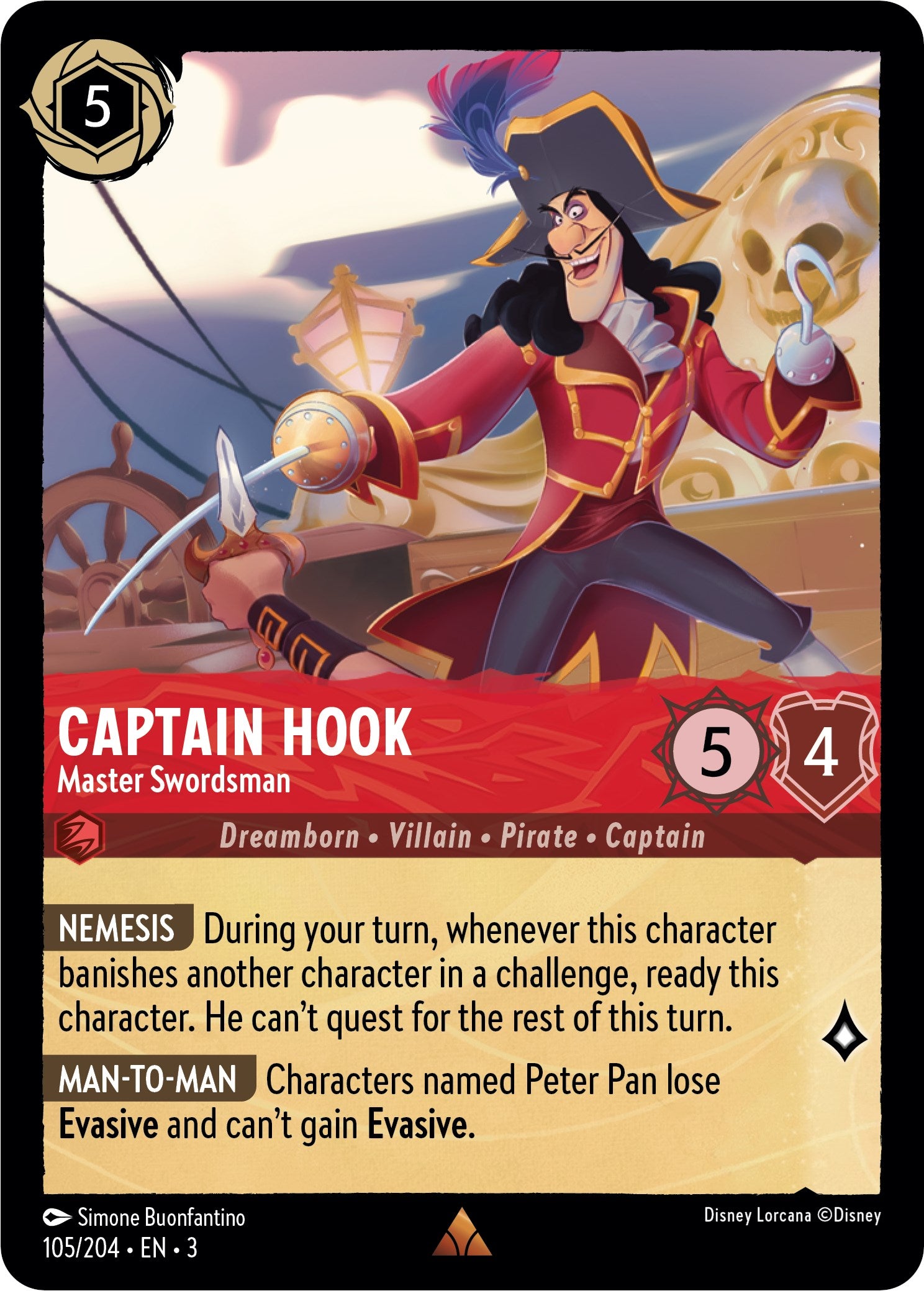 Captain Hook - Master Swordsman (105/204) [Into the Inklands] | Deep Dive Games St. Marys