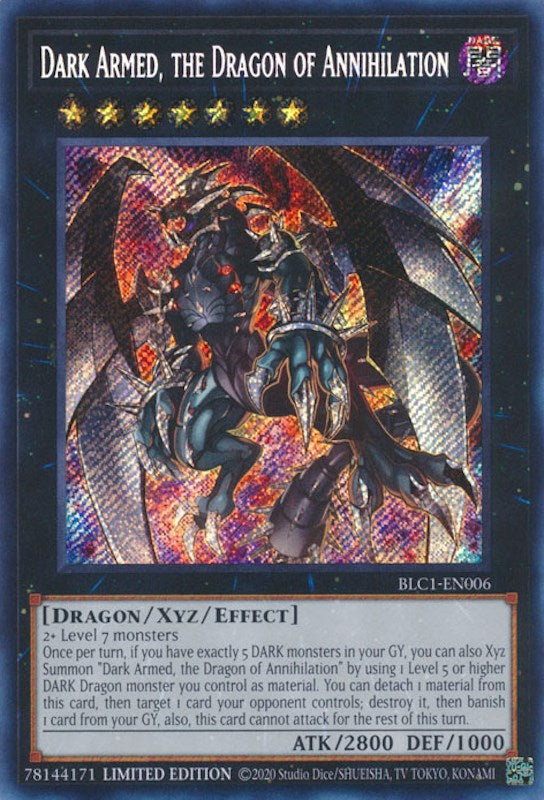 Dark Armed, the Dragon of Annihilation [BLC1-EN006] Secret Rare | Deep Dive Games St. Marys