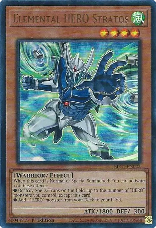 Elemental HERO Stratos (Alternate Art) [BLC1-EN022] Ultra Rare | Deep Dive Games St. Marys