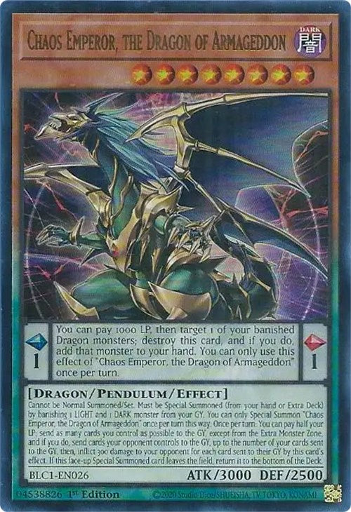 Chaos Emperor, the Dragon of Armageddon [BLC1-EN026] Ultra Rare | Deep Dive Games St. Marys