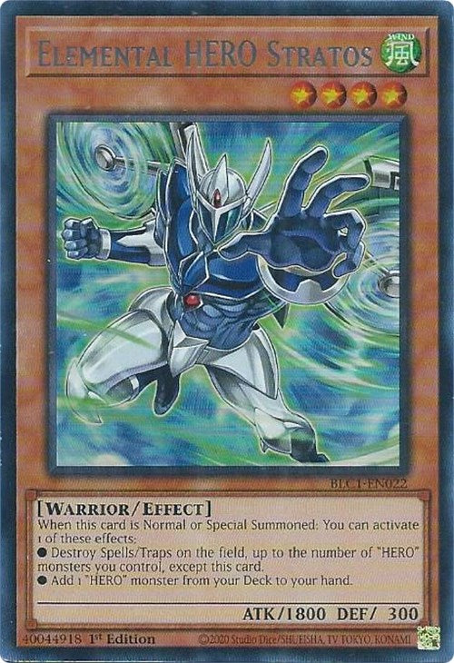 Elemental HERO Stratos (Alternate Art) (Silver) [BLC1-EN022] Ultra Rare | Deep Dive Games St. Marys