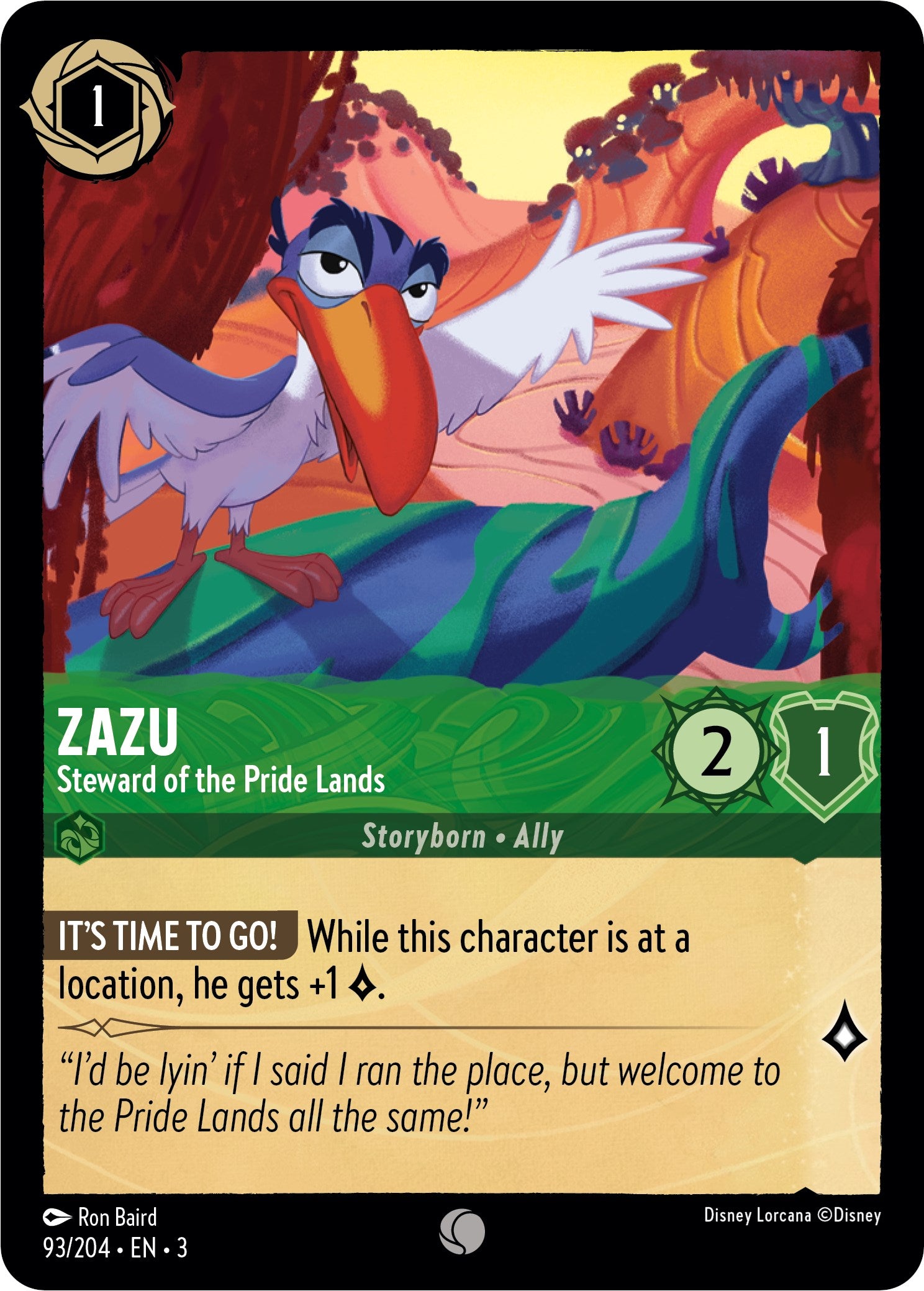 Zazu - Steward of the Pride Lands (93//204) [Into the Inklands] | Deep Dive Games St. Marys