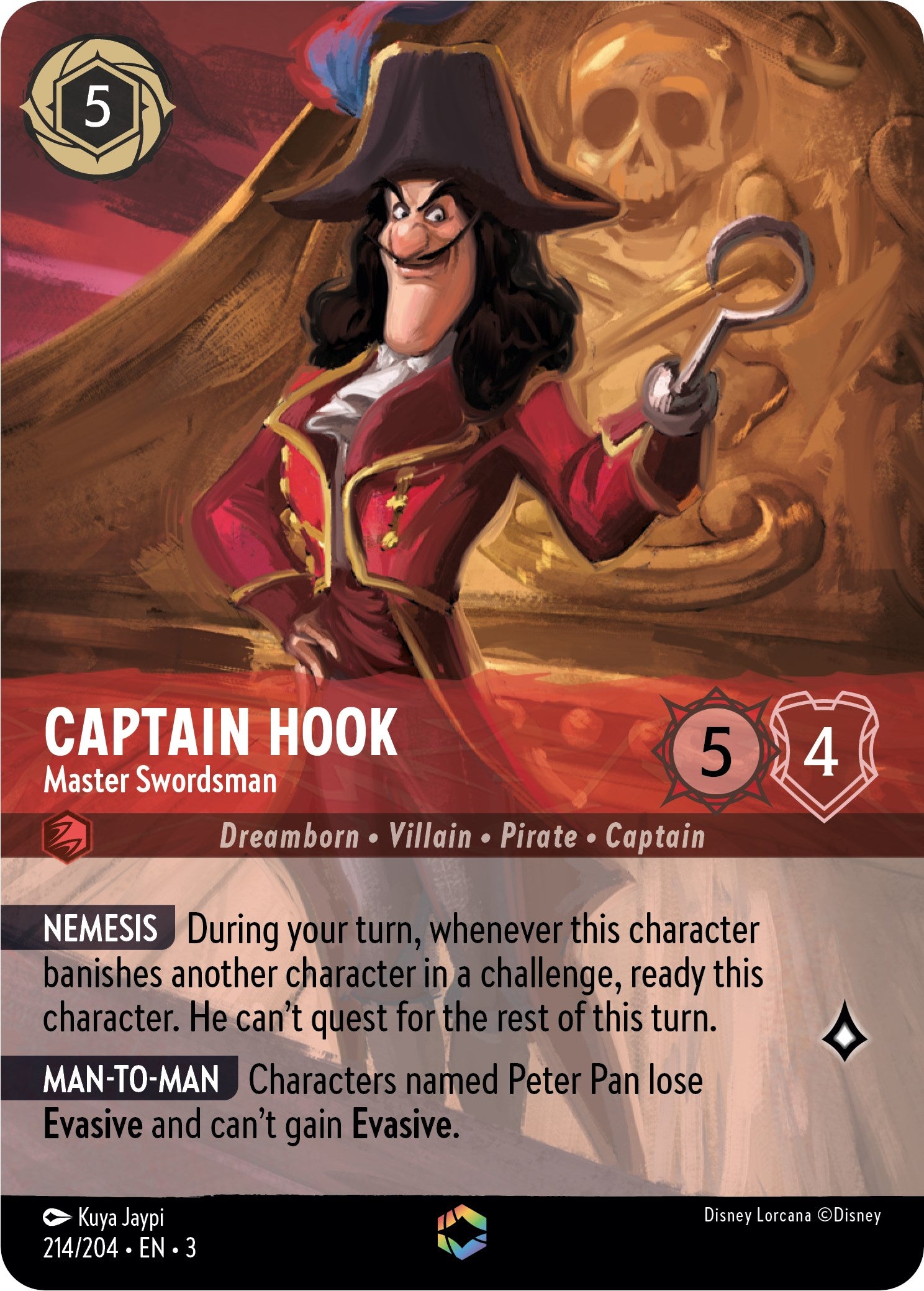 Captain Hook - Master Swordsman (Alternate Art) (214/204) [Into the Inklands] | Deep Dive Games St. Marys