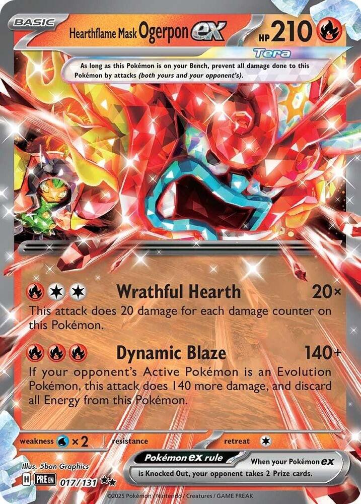 Hearthflame Mask Ogerpon ex (017/131) [Scarlet & Violet: Prismatic Evolutions] | Deep Dive Games St. Marys