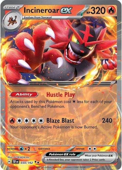 Incineroar ex (034/162) [Scarlet & Violet: Temporal Forces] | Deep Dive Games St. Marys