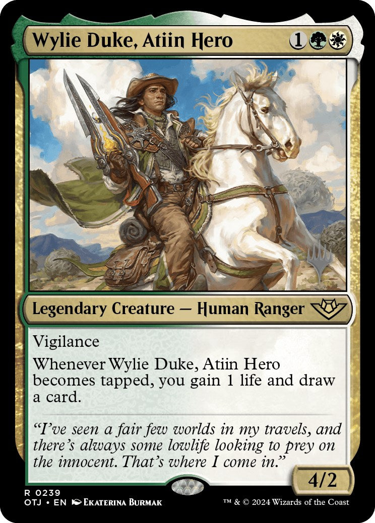 Wylie Duke, Atiin Hero (Promo Pack) [Outlaws of Thunder Junction Promos] | Deep Dive Games St. Marys