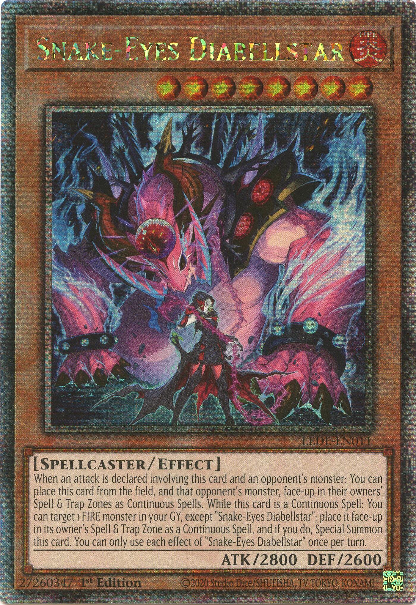 Snake-Eyes Diabellstar [LEDE-EN011] Quarter Century Secret Rare | Deep Dive Games St. Marys