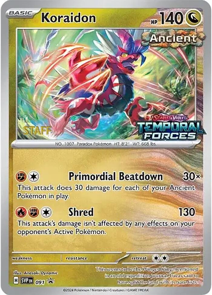 Koraidon (091) (Stamped) (Staff) [Scarlet & Violet: Black Star Promos] | Deep Dive Games St. Marys