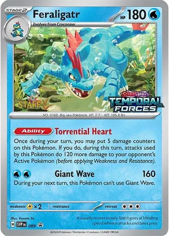 Feraligatr (089) (Staff Prerelease Promo) [Scarlet & Violet: Black Star Promos] | Deep Dive Games St. Marys