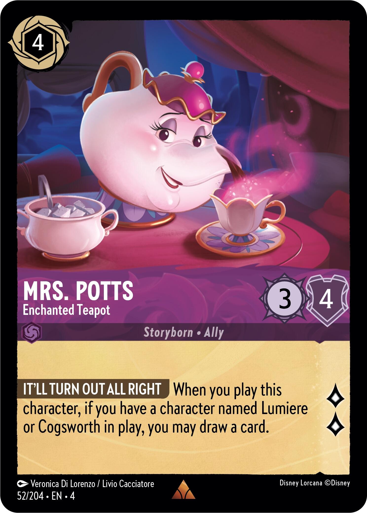 Mrs. Potts - Enchanted Teapot (52/204) [Ursula's Return] | Deep Dive Games St. Marys