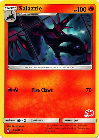 Salazzle (34/236) (Charizard Stamp #7) [Battle Academy 2020] | Deep Dive Games St. Marys