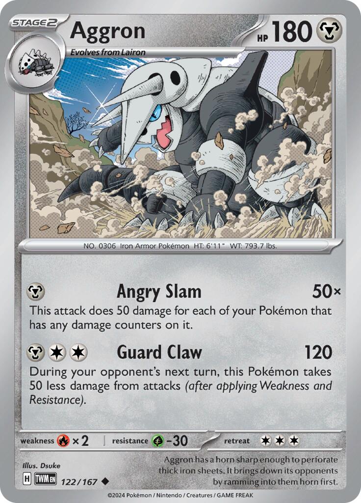 Aggron (122/167) [Scarlet & Violet: Twilight Masquerade] | Deep Dive Games St. Marys