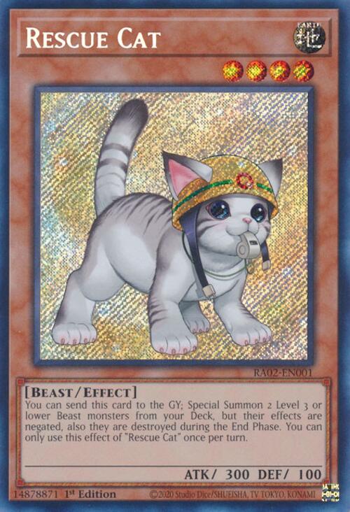 Rescue Cat (Alternate Art) (Secret Rare) [RA02-EN001] Secret Rare | Deep Dive Games St. Marys