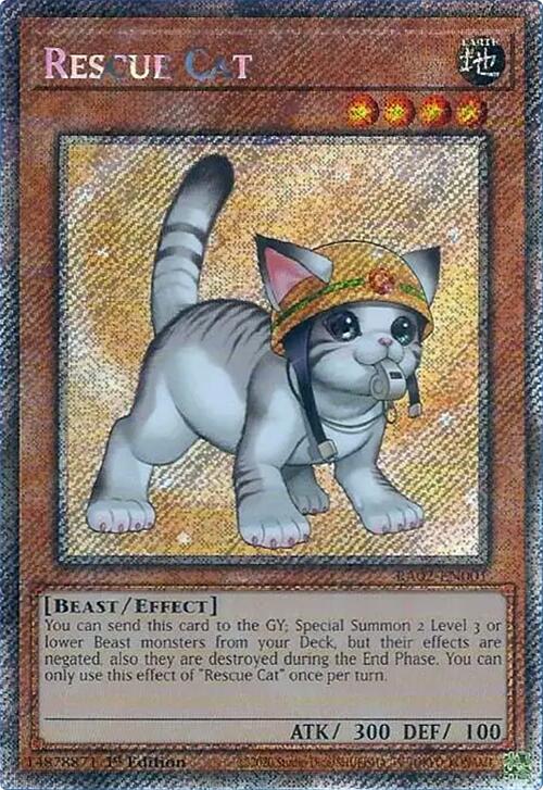 Rescue Cat (Alternate Art) (Platinum Secret Rare) [RA02-EN001] Platinum Secret Rare | Deep Dive Games St. Marys