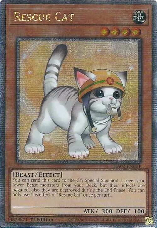 Rescue Cat (Alternate Art) (Quarter Century Secret Rare) [RA02-EN001] Quarter Century Secret Rare | Deep Dive Games St. Marys