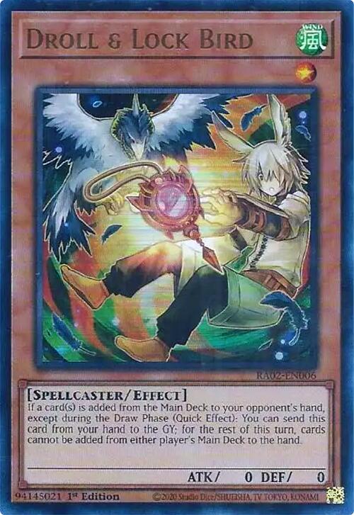 Droll & Lock Bird (Alternate Art) (UR) [RA02-EN006] Ultra Rare | Deep Dive Games St. Marys