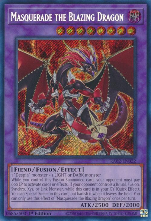 Masquerade the Blazing Dragon (Secret Rare) [RA02-EN022] Secret Rare | Deep Dive Games St. Marys