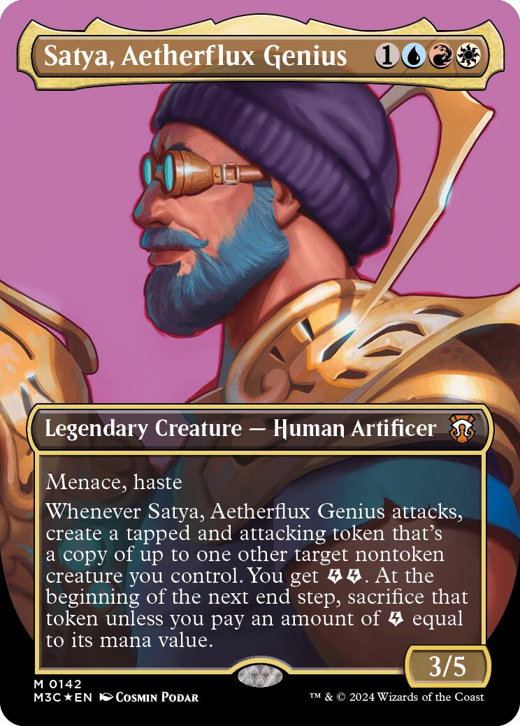 Satya, Aetherflux Genius (Borderless) (Ripple Foil) [Modern Horizons 3 Commander] | Deep Dive Games St. Marys